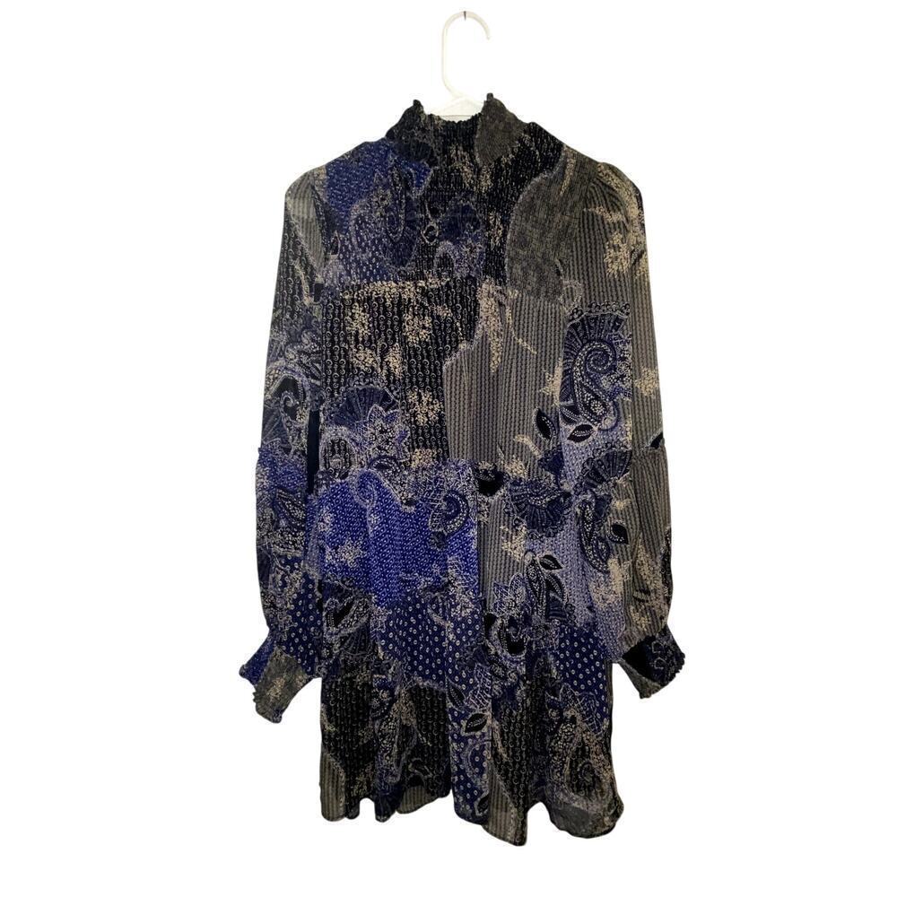 Oliviaceous Womens Long Sleeve Mock Neck Paisley Pattern Dress